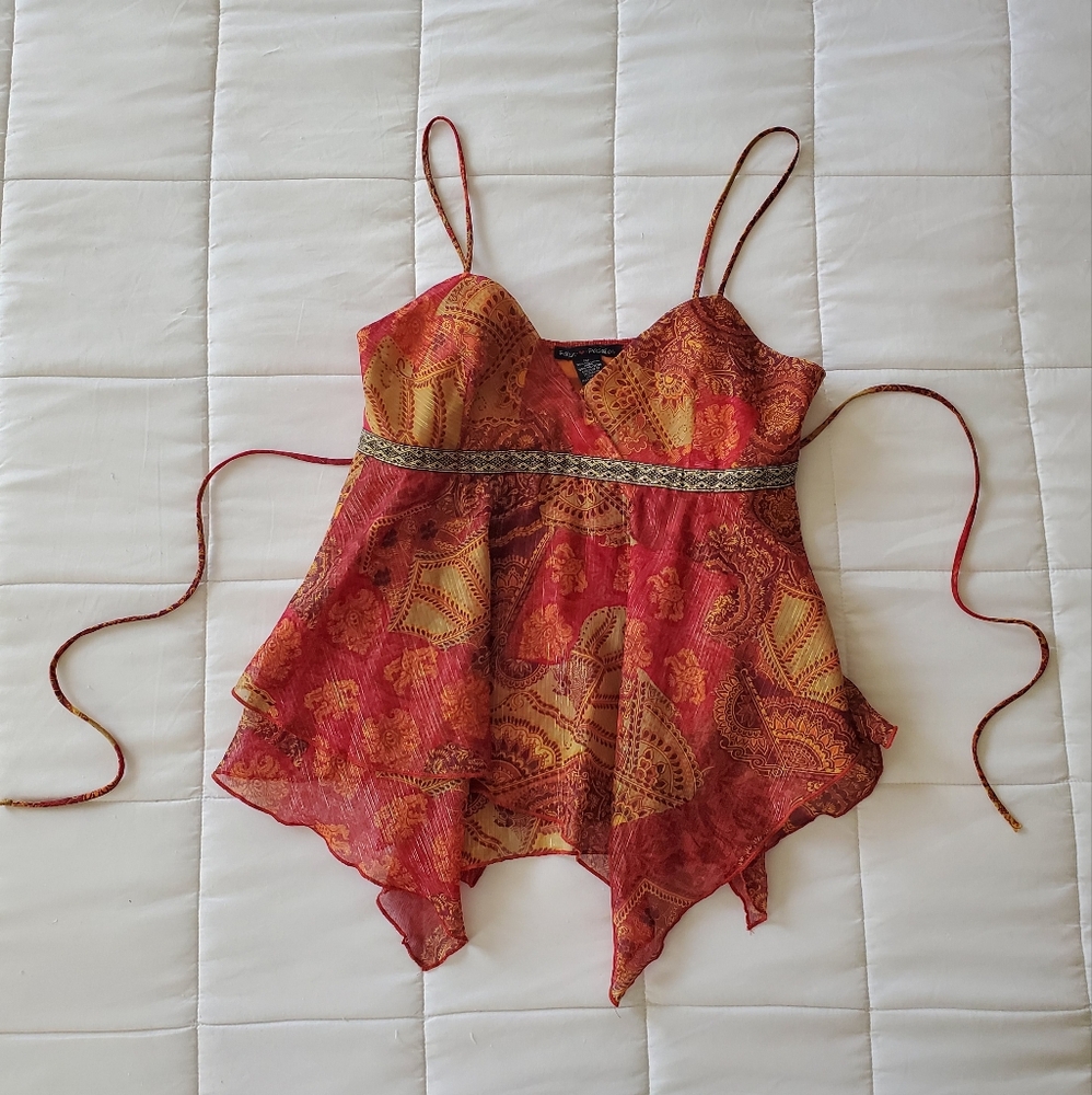 Orange Whimsical Cami with Tie